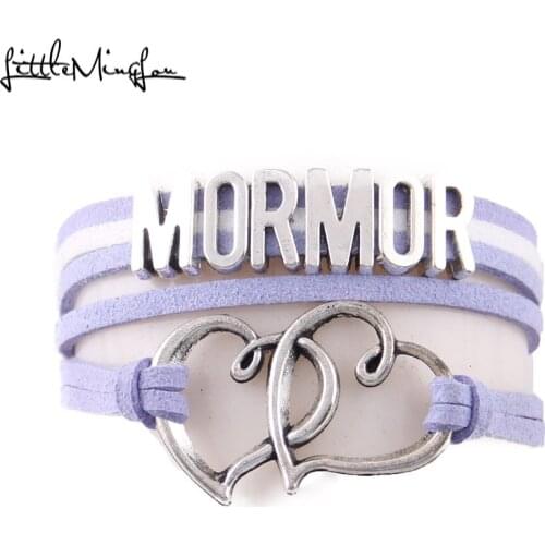 Little Minglou 5 colors Mormor & Farmor Bracelet double heart charm suede wrap bracelets & bangles for women jewelry family gift