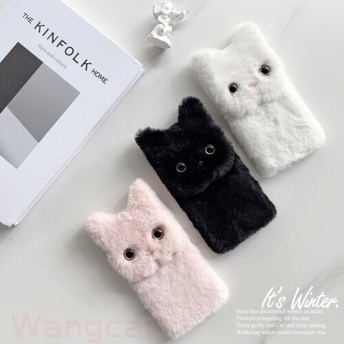 Cute Cat Ears Phone Case For OPPO A94 A74 A54 A55 A93 A15 A35 A15S A73 A53 A72 A73 A92S A92 A52 A91 A31 A8 A11K Plush Back Cover