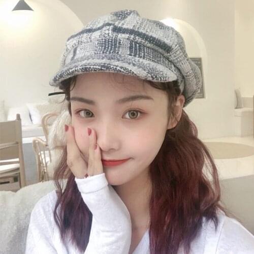 Fashion Accessories Women Hat Vintage Woolen Baker Boy Hat Classic Plaid Newsboy Cap Unisex Winter Hat Cool Plaid Baker Boy Hat
