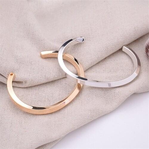 Fashion Gold Silver Color Woman Bracelet & Bangles Minimalist Bangles Female irregular Shape Copper Open Cuff Bangles Jewelry