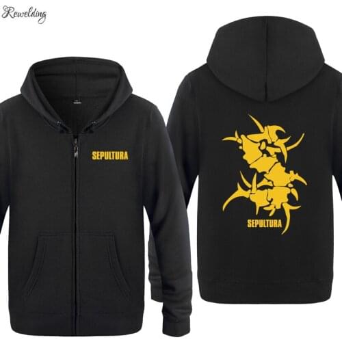 SEPULTURA Logo Metal Punk Rock Music Hoodies Men Fashion Mens Fleece Zipper Jackets Cardigans Hooded Sweatshirts Coat