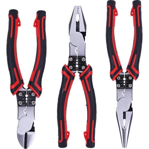 7'' Multifunction Pliers Set Combination Pliers Stripper/Crimper/Cutter Electricians Tool Wire Pliers Diagonal Pliers Hand Tool