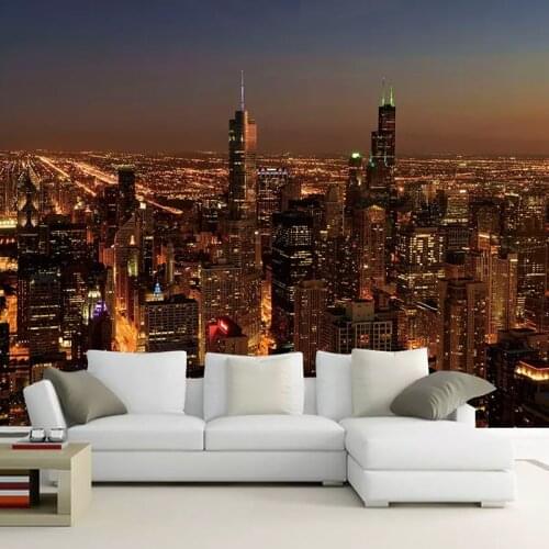 Custom Wall Cloth 3D HD City Night Scene Photo Wall Murals Wallpaper For Wall 3 D Living Room Bedroom Background Wall Paintings