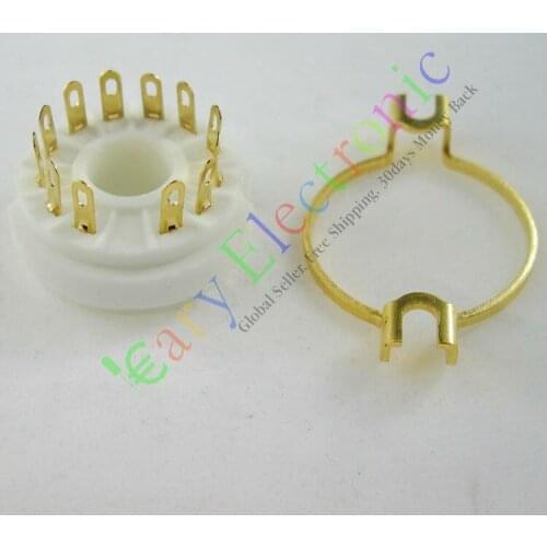 Wholesale and retail 4pc 12pin gilded Ceramic vacuum tube socket gold valve base 9MN8 8AC9 8CB11 6GE5 free shipping