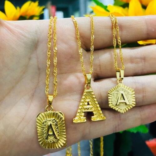 Friendship Gifts A-Z Initial Necklaces Pendants Stainless Steel Chain Capital Alphabet Letter Necklace Male Female Accessories