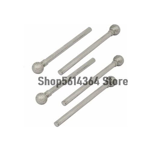 2.35mm Shank 5mm Dia Diamond Head Ball Shaped Grinding Mounted Point Bit 5pcs