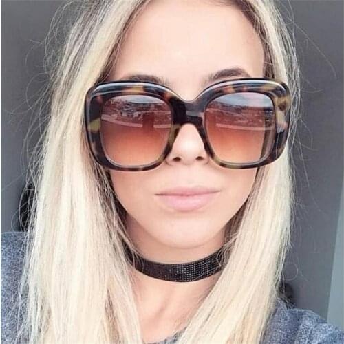 Large Black Square Sunglasses Designer Brand Luxury Women Tortoiseshell Frame Vintage Sun Glasses For Female Male Shades UV400