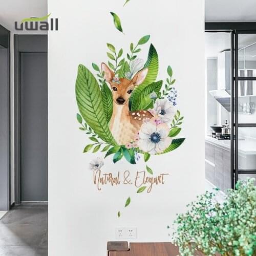 Creative PVC Sika Deer Wall Stickers Home Decor Living Room Bedroom Background Wall Decoration Self Adhesive Room Decor Sticker