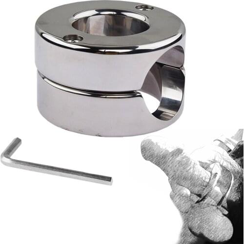 Heavy Penis Ring Cock Ring Removable Ball Scrotum Stretcher Metal Locking Pendant Erection CBT Male Sex Shop Toy Stainless Steel