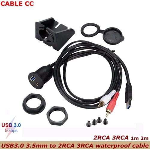 5gbps 1m 2m 3.5mm / 3rca / 2rca USB 3.0 audio and video embedded installation waterproof cable for car and ship dashboard