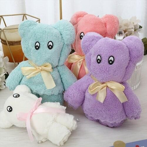 Cute Bear Breathable Towel Absorbent Bath Towel High-density Coral Fleece Baby Towel Creative Gift Wedding Gift Birthday Gift