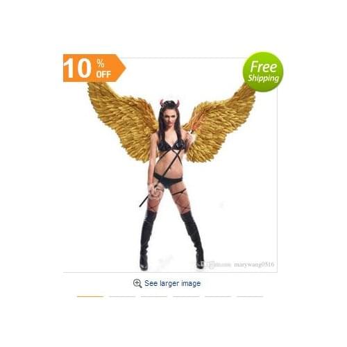 High quality GOLD angel feather wings with Coloured lights Adults' big devil wings stage show shooting wedding props