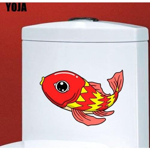 YOJA 18.4*21.1CM Funny Fish Toilet Sticker BedRoom Home Decor Wall Decal Beautiful Carp T3-0983