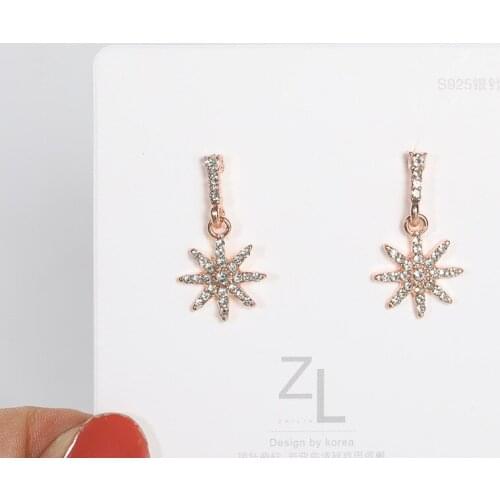 Punk Girl Fashion Earrings Korean Version Of The Eight-pointed Star Crystal Earrings Net Red 2020 New Wild Temperament Earrings