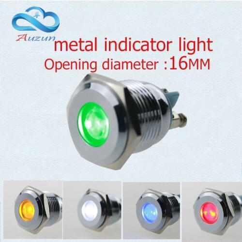1 PCS LED metal lamp 16 mm metal light warning car light 3v 6v 12v 24v36v48v22v waterproof Red green yellow blue and white