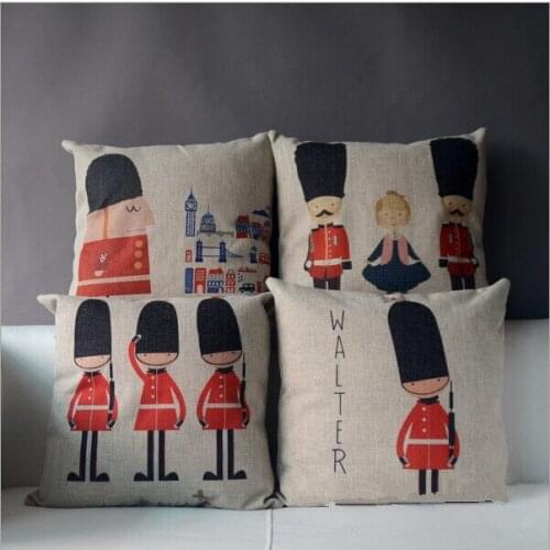40/45/50/55/60cm cartoon British soldiers cushion cover sofa linen pillow cover decorative cover for pillow case