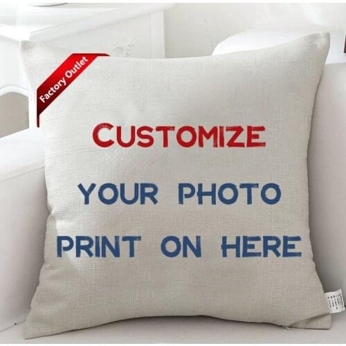 45X45cm Picture Customize Cushion Cover Flax Linen Peachskin Pillow Case Pet Photo Design Pillowslip Gift Home Pillow Cover