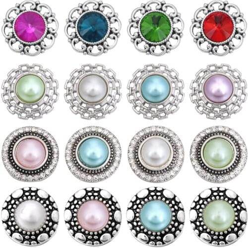 5pcs/lot New Interchangeable Snaps Rhinestone Flower 18mm Metal Snap Buttons Fit Snap Button Bracelet Necklace Snap Jewelry