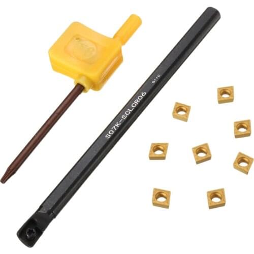 7x125mm S07K-SCLCR06 Holder 8x CCMT0602 Carbide Insert Lathe Turning Alloy