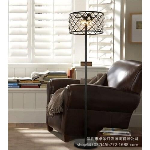 American retro wrought iron creative water drop floor lamp net red bedroom bedside rh living room crystal vertical table lamp