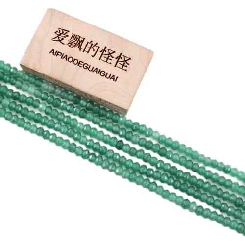 APDGG Natural Stone 5 Strands 3x4mm Faceted Wheel Green Jade Loose Beads 15.5" Strands For Necklace Bracelet Jewelry Making DIY