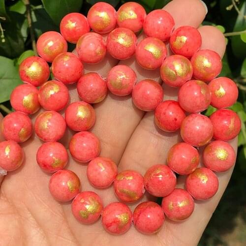 4/6/8/10/12mm Orange Pink Lapis Lazuli Jades Stone Beads For Jewelry Making Round Loose Spacer Beads DIY Bracelet Accessories