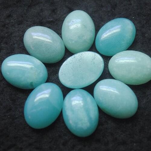 10PCS Nature Amazonite Stone Cabcohons Oval Shape 10X14MM 13X18MM NO HOLE Good Quality Free Shipping Beads Cabs