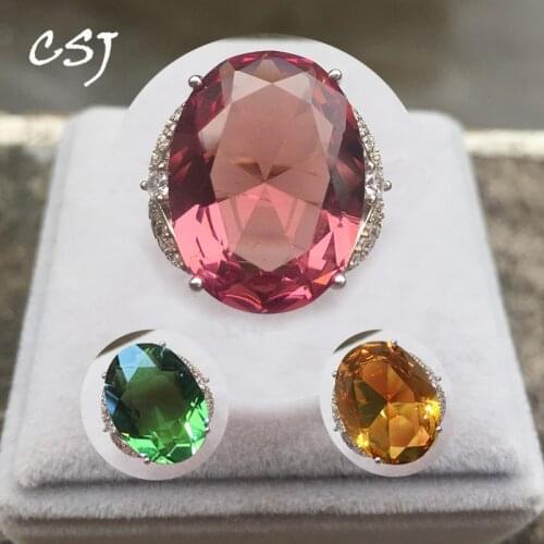 CSJ Zultanite adjustable rings 925 sterling sliver fine jewelry created color change big gemstone elegant design engagement gift