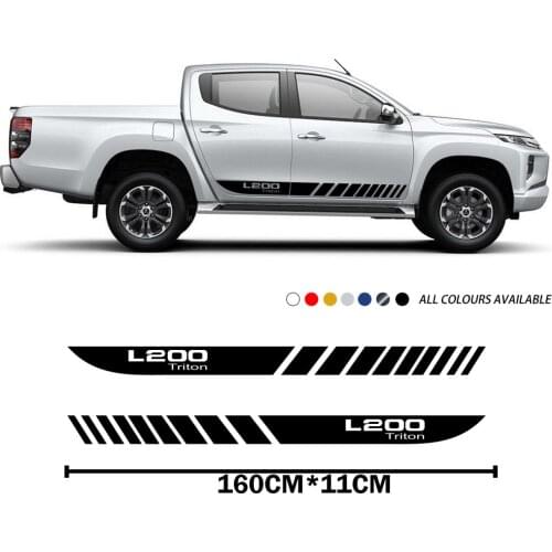 Long Side Stripe Car Stickers Decals For Mitsubishi L200 Triton Off Road Car Auto Tuning Pickup Accessories DIY Vinyl Film 2PCS