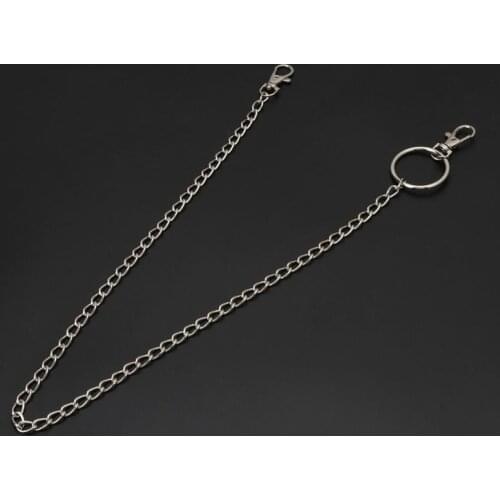 Long Metal Wallet Chain Leash Pant Jean Keychain Ring Clip Mens Hip Hop Jewelry C1FE