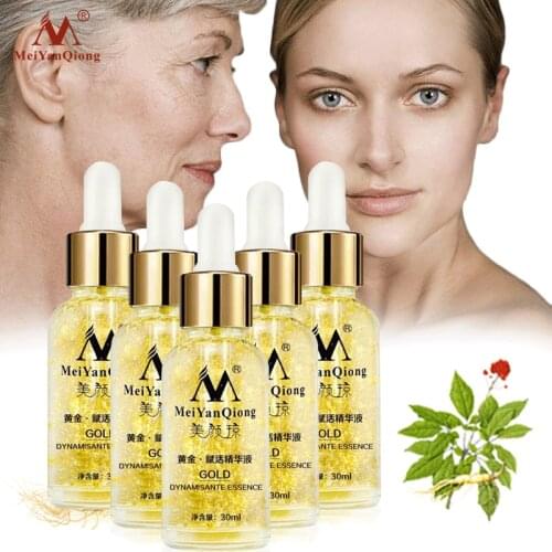 5PCS Skin Care 24K Gold Essence Day Cream Anti Wrinkle Face Care Anti Aging Collagen Whitening Moisturizing Hyaluronic Acid
