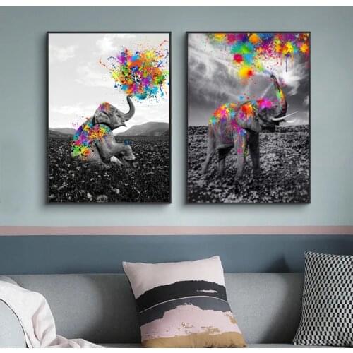 Fantasy Animal Elephant Graffiti Art Canvas Painting Wall Art Prints Posters Wall Pictures for Kids Room Home Cuadros Decor