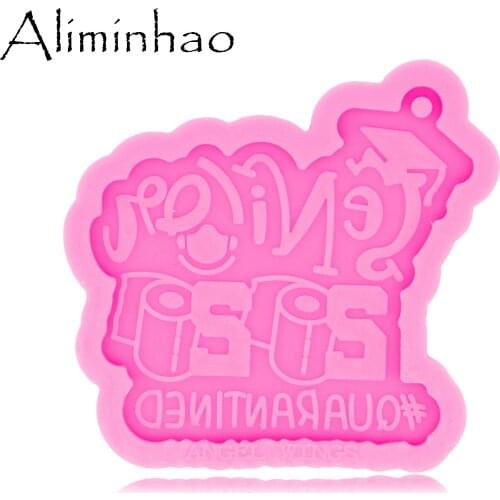 DY0521 Shiny Glossy Quarantine Keychain Mould SENIORS Silicone Epoxy Resin Mold Jewellery Making