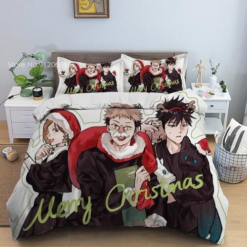 2/3 Pieces Jujutsu Kaisen Bedding Set Cartoon Anime Duvet Cover For Bedroom Bed Cover Set Pillowcase (No Sheets)Decoration