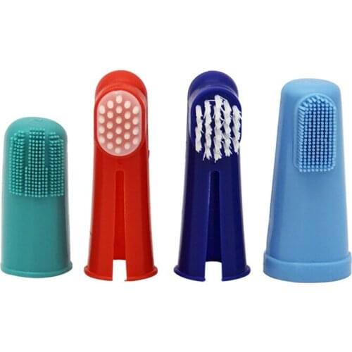 Cat Finger Brush Plastic Super Soft Pet Puppy Finger Toothbrush Teddy Dog Brush Bad Breath Tartar Teeth Tool Dog Cat Cleaning