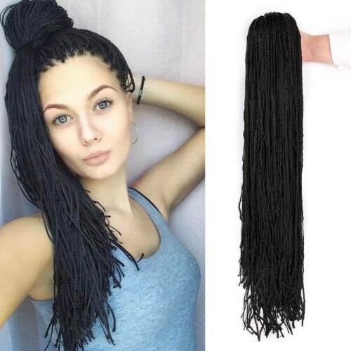 MODERN QUEEN Zizi Braids Crochet Hair Synthetic 28"Colored Crochet Box Braids Zizi Braids Hair Extensions Black/Brown Color 50g