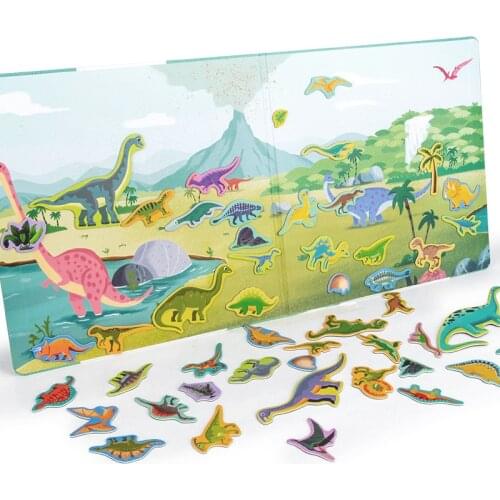 Book-style scene puzzle childrens educational animal traffic dinosaur magnetic puzzle toy new gift for boys and girls 2-5 years