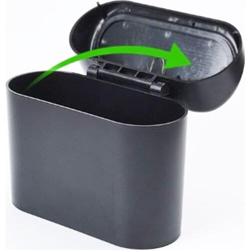 Car Trash Can Hanging Vehicle Garbage Box Dust Case Storage Box Black Abs Square Pressing Type Trash Can Car Accessories