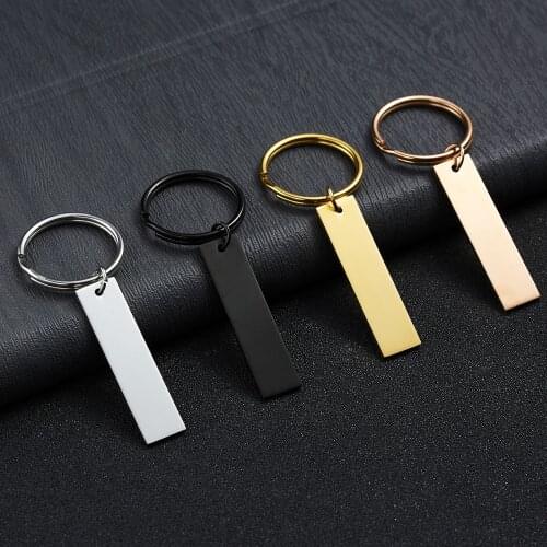 Custom Engraved Stainless Steel Keychain 4 Colors Lettering Logo Keychain for Couples Family Friends Personalized Key Ring Gifts