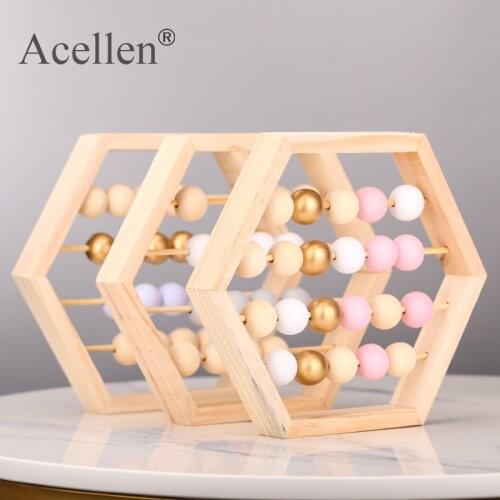 Nordic Style Natural Wooden Abacus with Beads Craft Baby Early Learning Educational Toys Scandinavian Style Child Room Decor