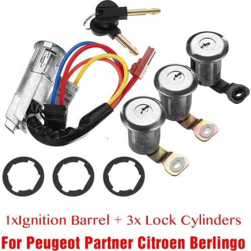NEW 1 Set Front Rear 3 Door Locks + 1 Ignition Barrel 96244156 252522 9170.G3 For Peugeot Partner for Citroen Berlingo 1996-2008