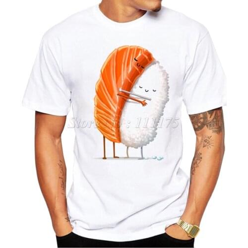 2019 New Fashion Cute Sushi Hug Design Mens High Quality T Shirt Cool Tops Hipster Style Casual T-shirt