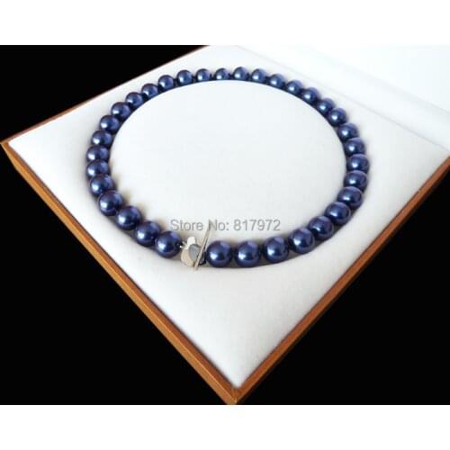 Charm Blue Natural South Sea Shell Pearl Bead Highlight AAA Round Bead 12MM-16mm Necklaces Love Clasp For Woman Gift