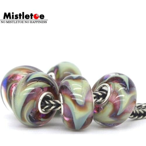 Mistletoe 925 Sterling Silver Murano Glass In Love Charm Bead European Jewelery 1pcs