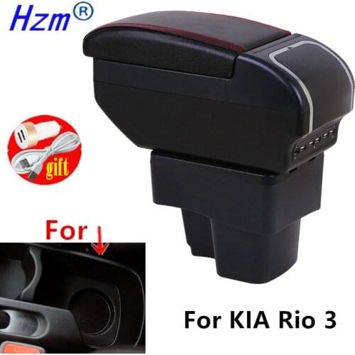 For KIA Rio 3 Armrest Box USB Charging Ashtray Cup Holder Rotatable Center Centre Console Storage Box