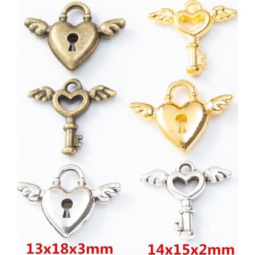 35/50/110 pieces of retro metal zinc alloy Love lock key Pendant for DIY handmade jewelry necklace making 8087-8088