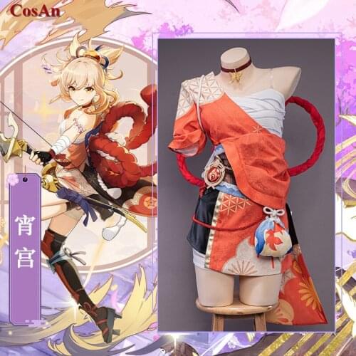 Hot Game Genshin Impact Yoimiya Cosplay Costume Lovely Sweet Combat Kimono Uniform Female Activity Party Role Play Clothing S-XL