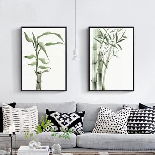 Bamboo Leaf Poster Zen Decoration New Chinese Unreal Abstract Ink Painting Print Wall Art Canvas Painting Picture for Home Decor