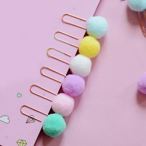 24pcs Cute Color Ball Bookmarks Blue White Pink Paper Clips Page Holder Stationery For Teacher Student Kids Gift
