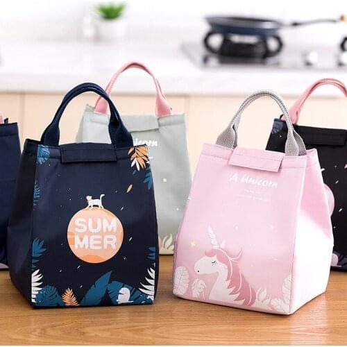 New Cute Cartoon Unicorn Lunch Bag Kids Women Thermal Cooler Bag Insulated Waterproof Tote Carry Storage Picnic Bento Pouch